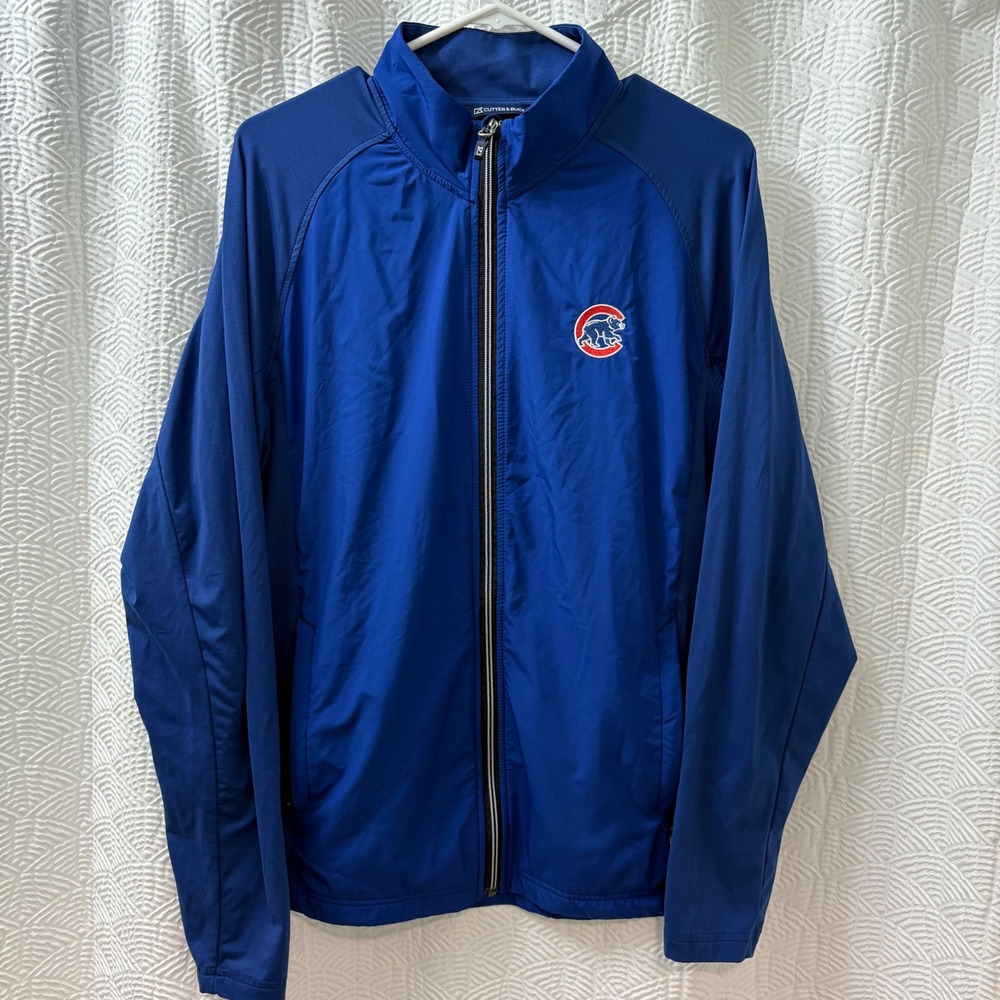 NWOT Cutter and Buck Chicago Cubs Full Zip Jacket Men M Medium Blue‎ Baseball